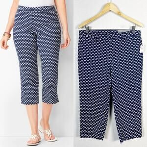 Talbots NWT Women’s Perfect Skimmers Slim Fit Crop Capri Pant in Navy Floral 8
